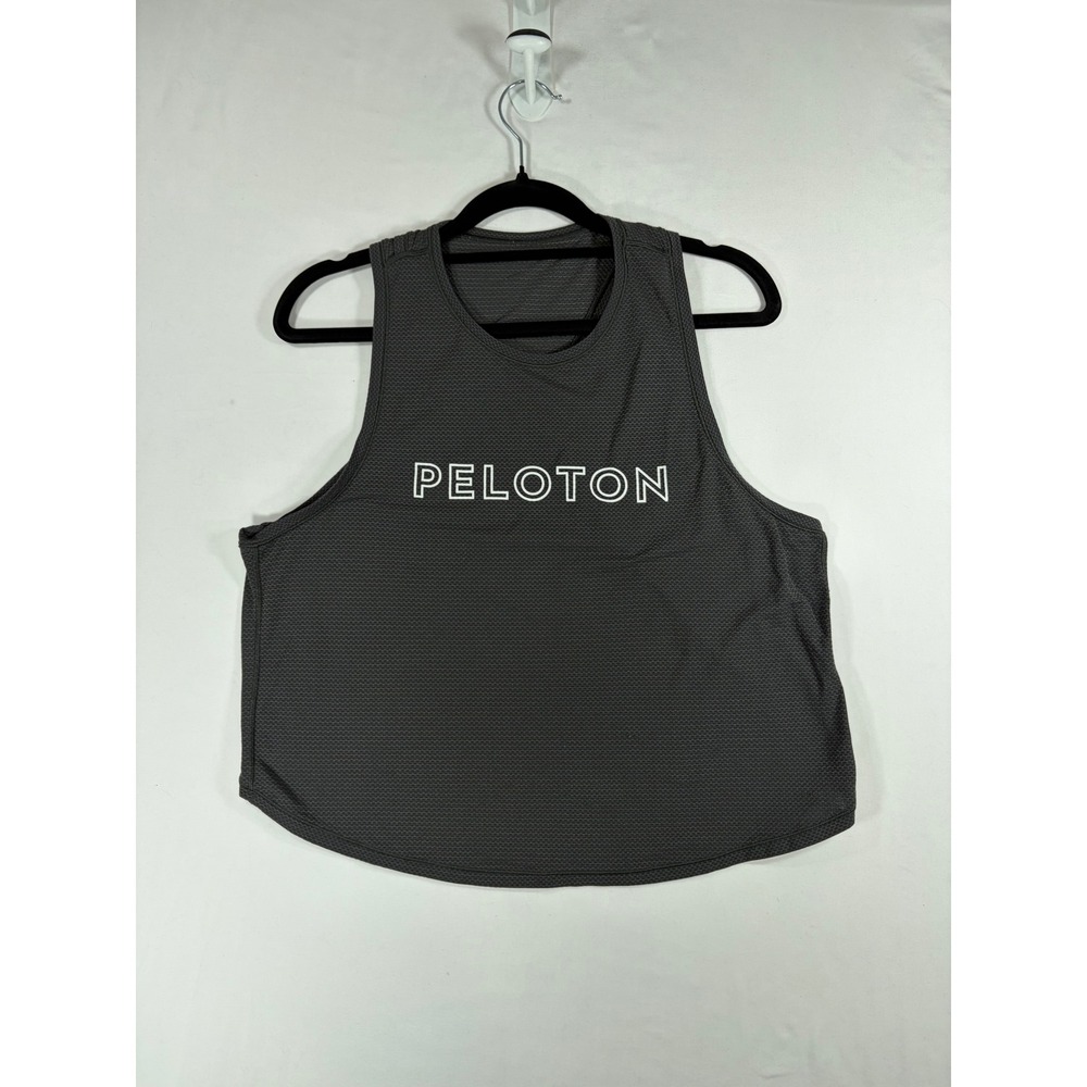 Lululemon Peloton Tank Top Womens 8 Gray Excellent Mesh Crossover Back Tank